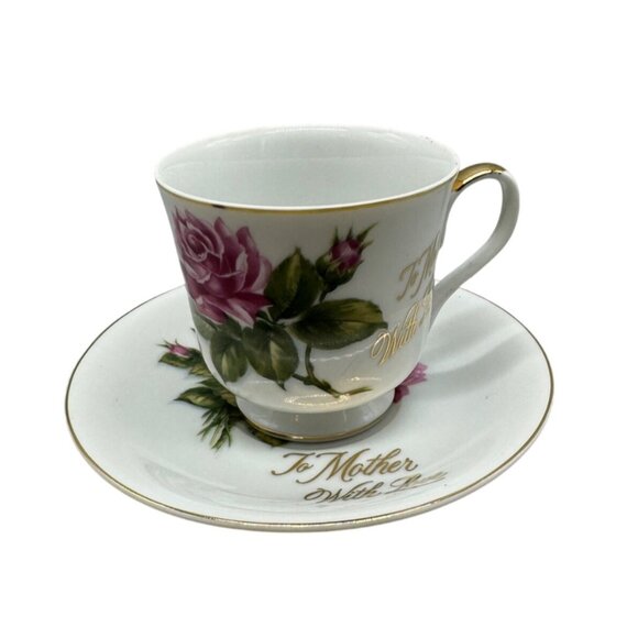 EW Vintage "To Mother With Love" Porcelain Tea Cup & Saucer Set READ - Picture 1 of 8
